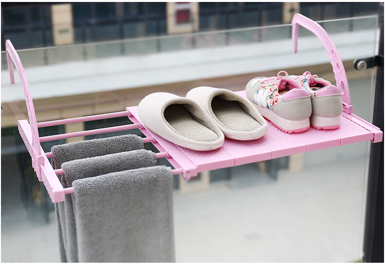 阳台晾衣架晾鞋架窗台挂式多功能伸缩免安装折叠晒衣晒鞋架阳台免安装