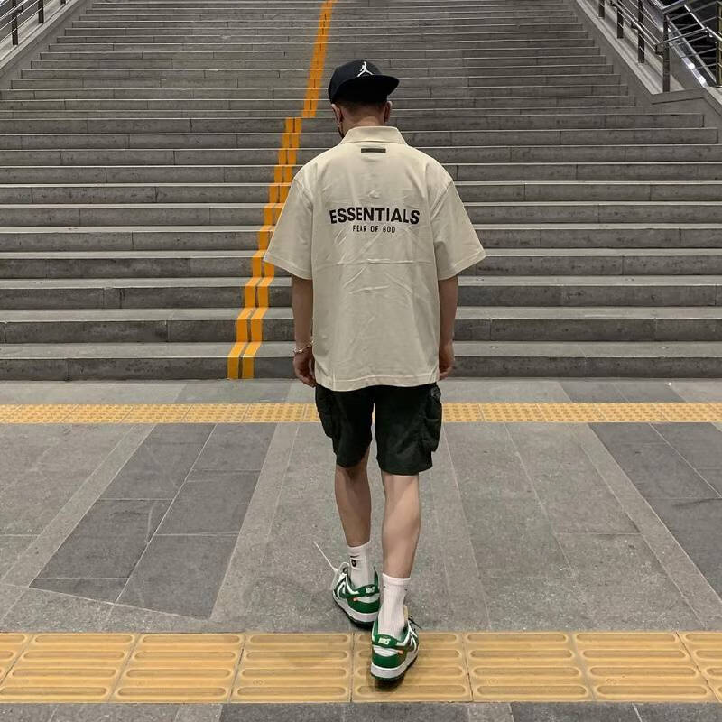 fear of god复线essentials美式潮牌宽松男士保罗衫短袖t恤衬昔 fog