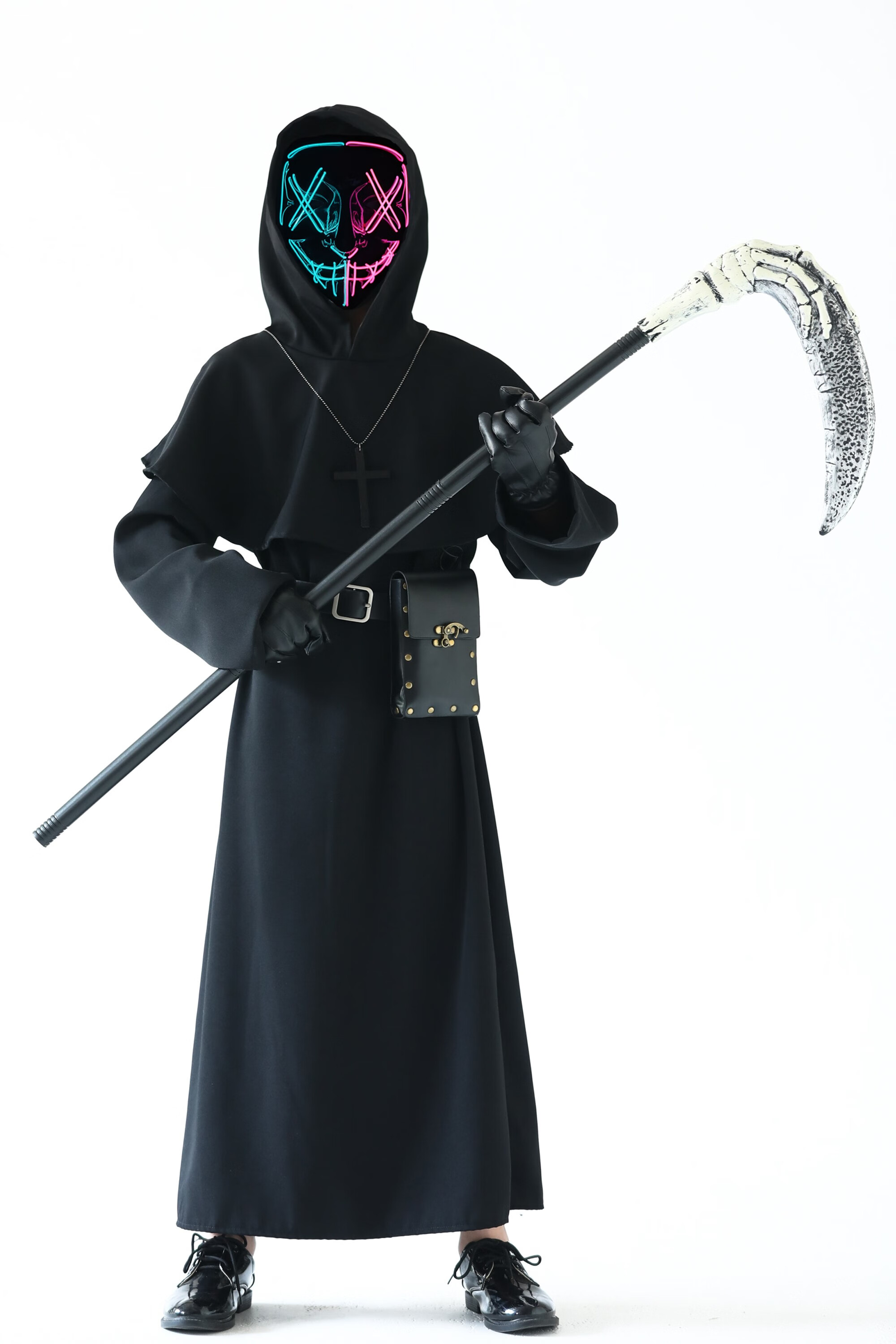 万圣节披风斗篷死神巫师黑色长袍男童衣服服饰cos服儿童服装二次元