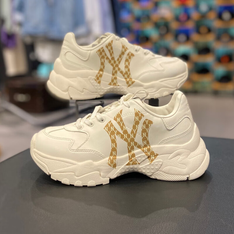 mlb老爹鞋女鞋秋季新款ny老花男鞋厚底小白鞋休闲鞋 shcd22-ny像素蓝