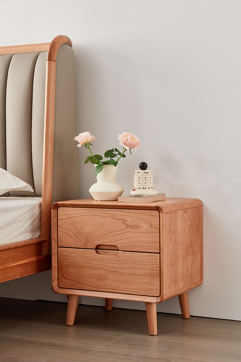 纽菲乐北美樱桃木全实木床头柜卧室家具樱桃木床头柜1504050cm