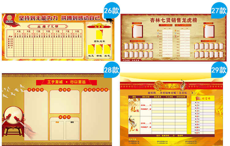 龙虎榜业绩排行榜磁性软白板可擦写企业文化墙公告栏业绩榜墙贴龙虎榜