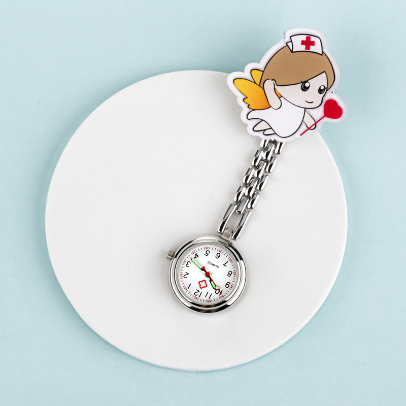 朴里可爱护士表护士夜光怀表女款挂表石英防水学生护士考试用胸表护士