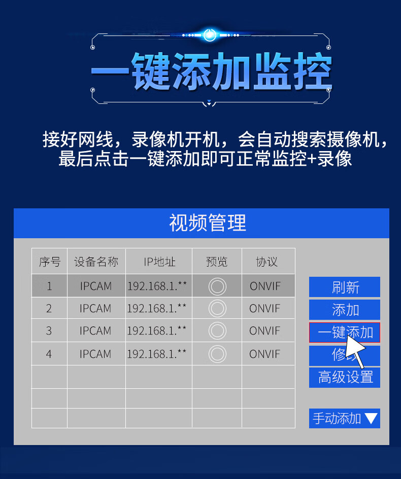 镭威视监控设备套装摄像头室外超市商用400万高清夜视手机远程poe防水