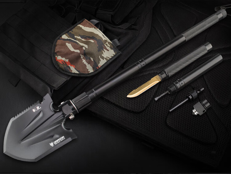HX OUTDOORS Multi-Functional Military Shovel Folding Spade Iron Shovel Outdoor Equipment Car-Mounted Military Shovel Jiaolong Tactical Shovel 4