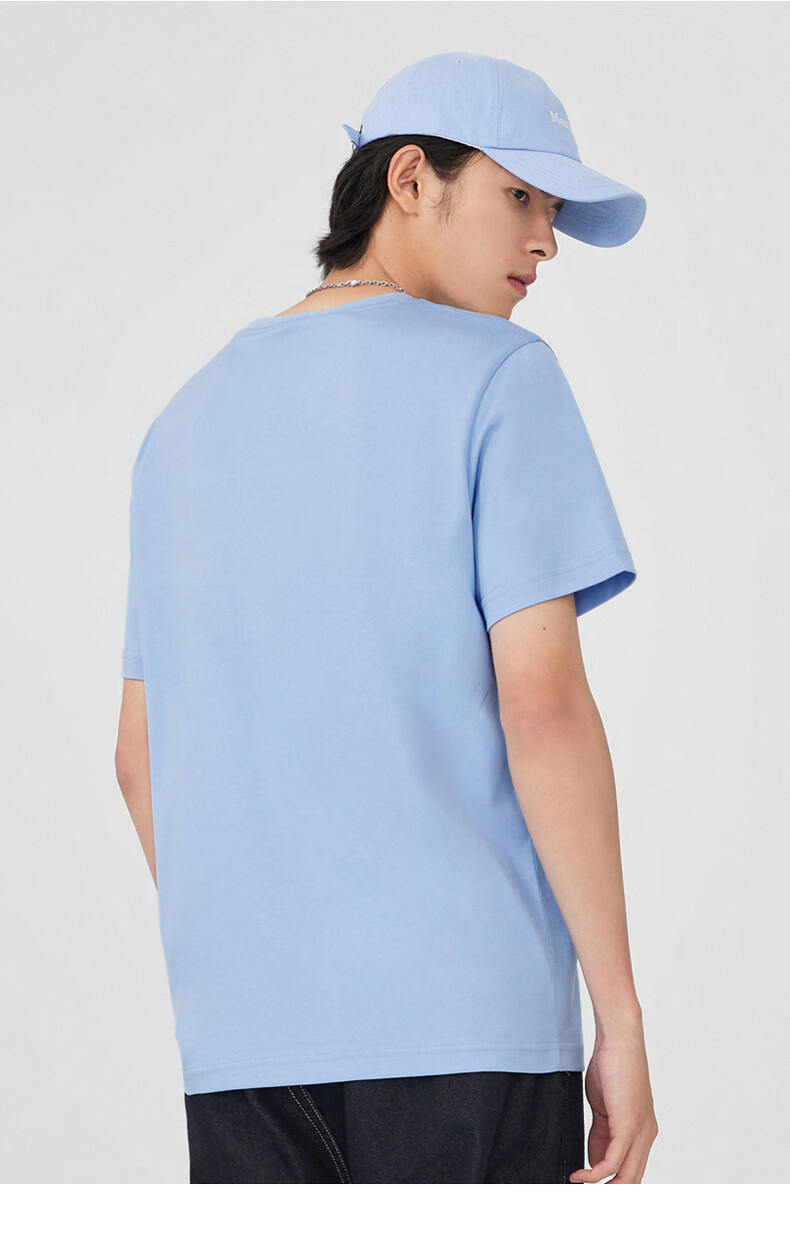 cabbeen卡宾圆领短袖t恤男冰丝春夏新款简约冰感体恤休闲纯色上衣衣多