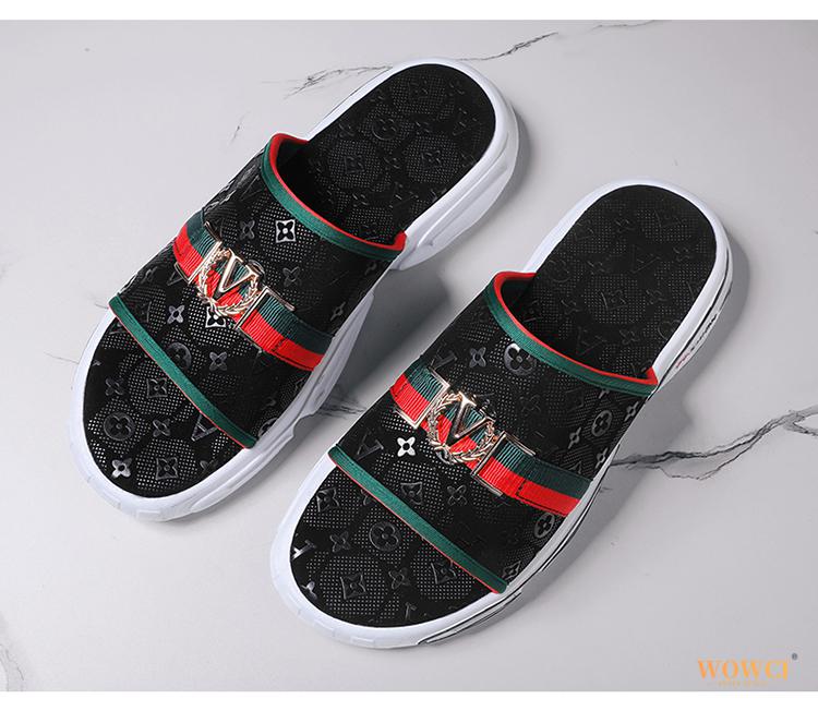 wowci哇次奢侈品牌高档男士拖鞋夏外穿一字拖新款潮流凉拖软底室外