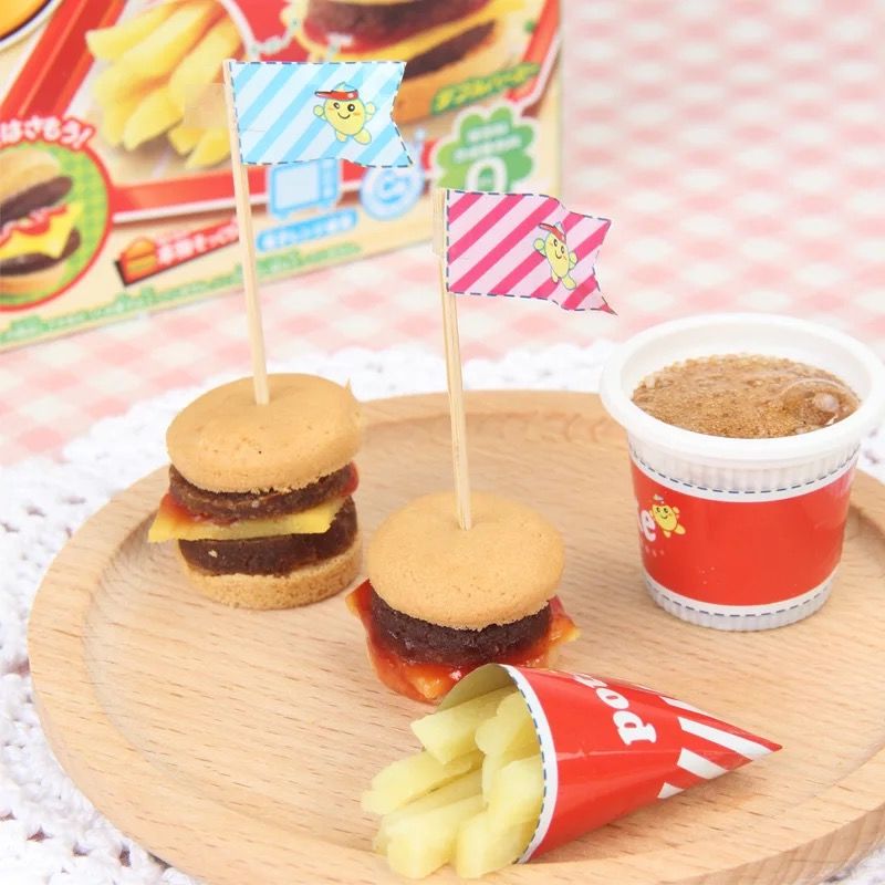 小伶玩具日本食玩嘉宝厨房系列汉堡包薯条套餐diy手工可食糖果甜点