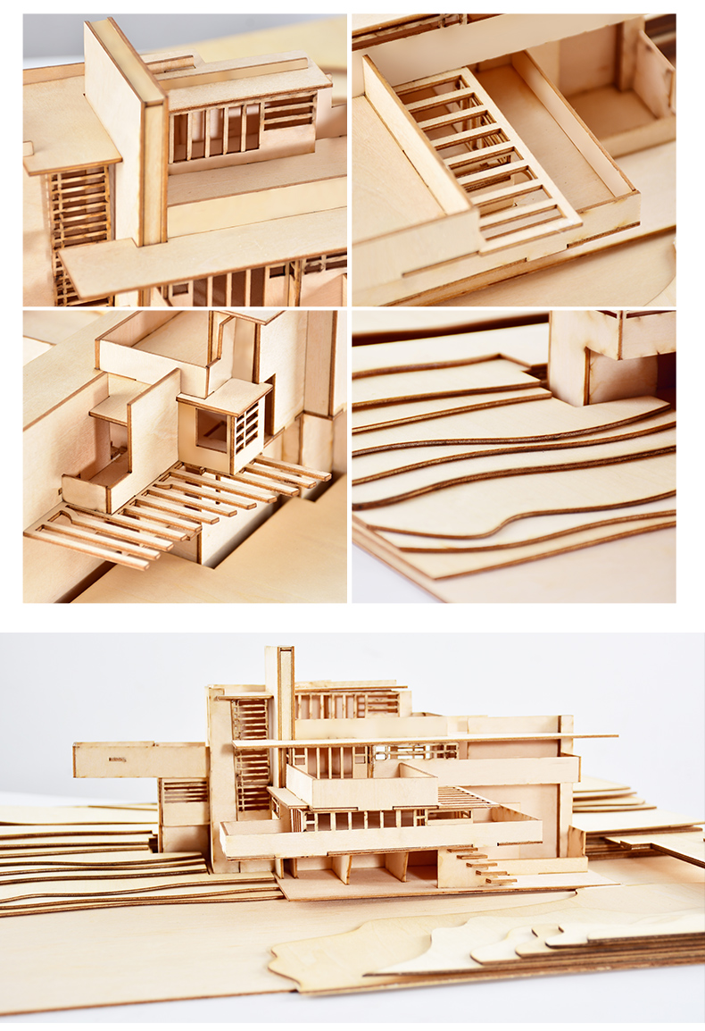 萨伏伊别墅模型沙盘建筑场景模型diy手工拼装制作材料包激光雕刻木板