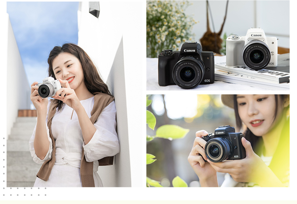 佳能m50二代微单相机2代数码相机自拍美颜微单套机白色vlogvlog时尚