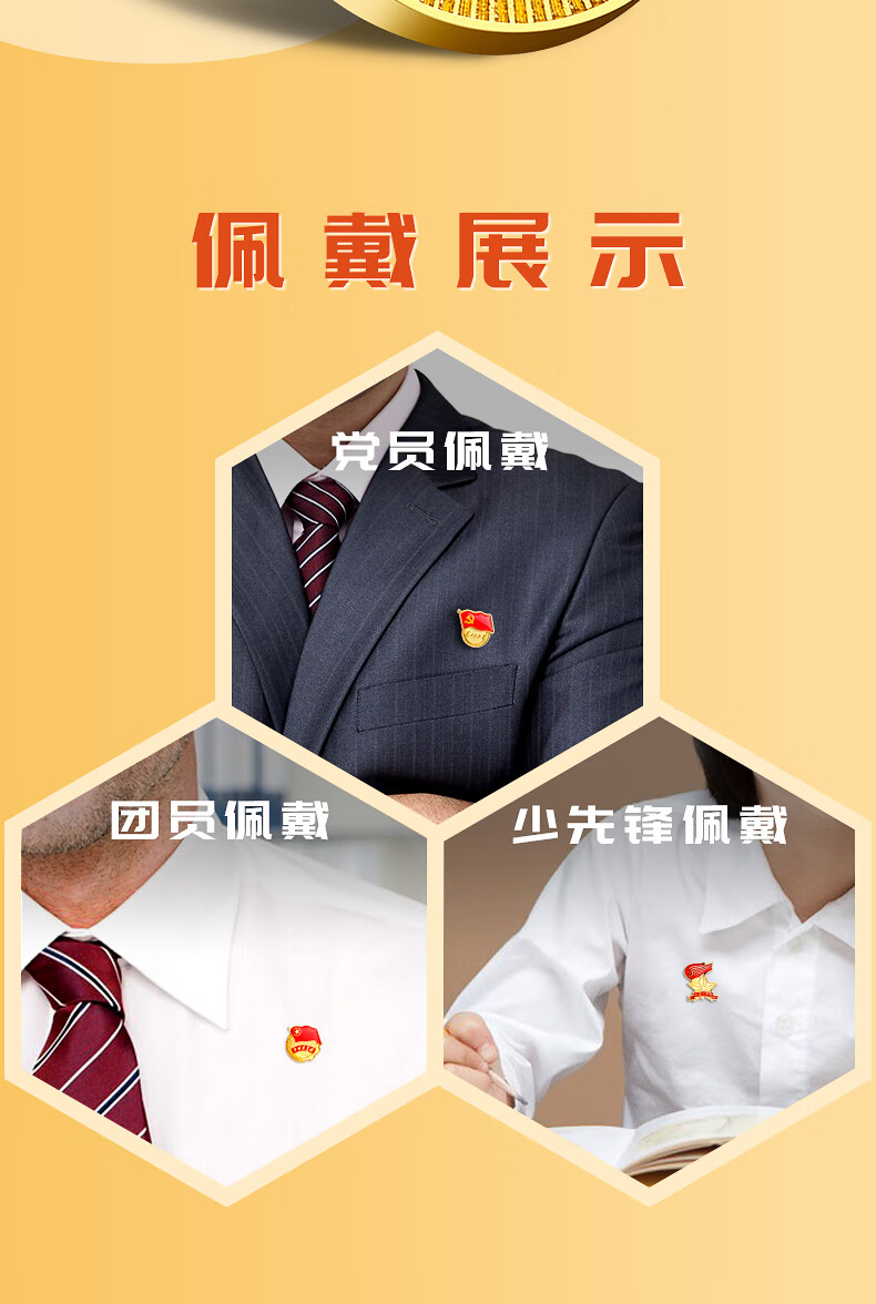 萌之瑶 2022年标准型党徽别针式胸针新吸铁石为人民服务强磁磁铁党