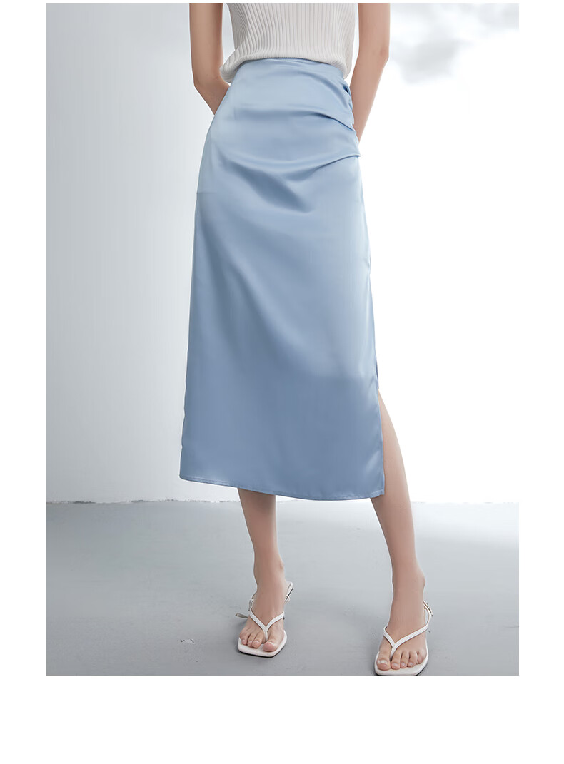 thesealife欧海一生2022年夏装冰丝半身裙女气质通勤裙子p1837黑法师s