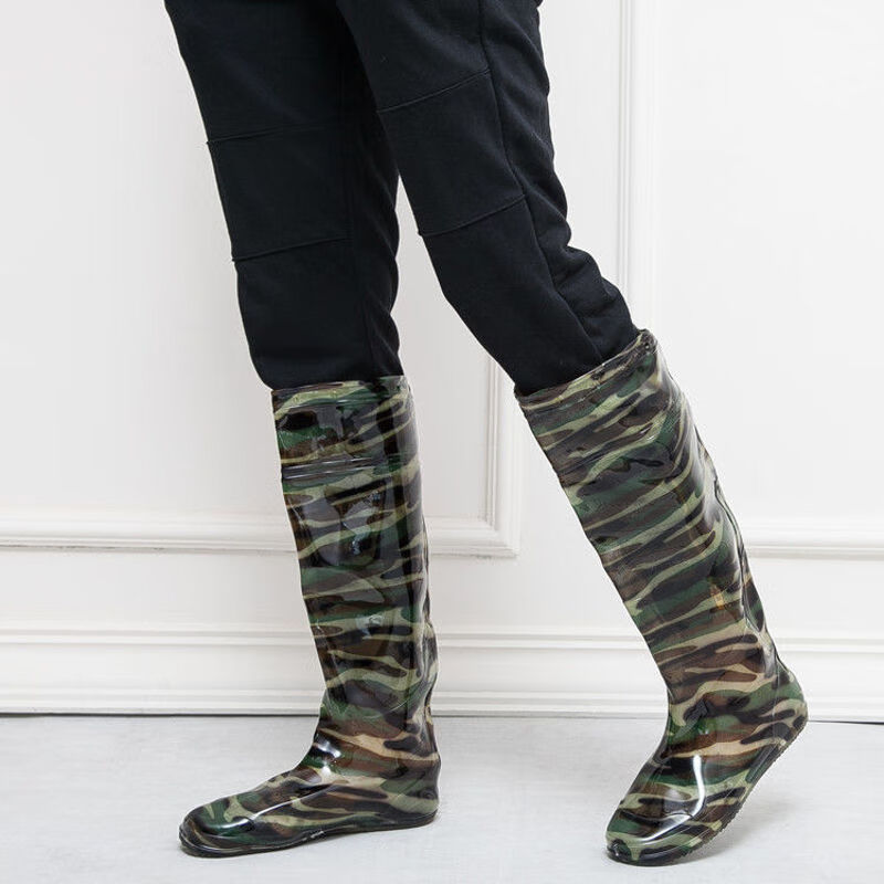 插秧雨鞋高筒雨靴过膝下水裤加长软胶鞋过膝水田农田水靴水鞋男女迷彩