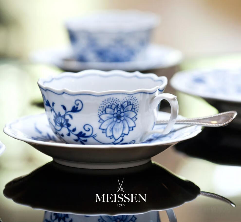 梅森瓷器杯子现货中古德国梅森瓷器meissen麦森迈森手绘蓝洋葱欧式