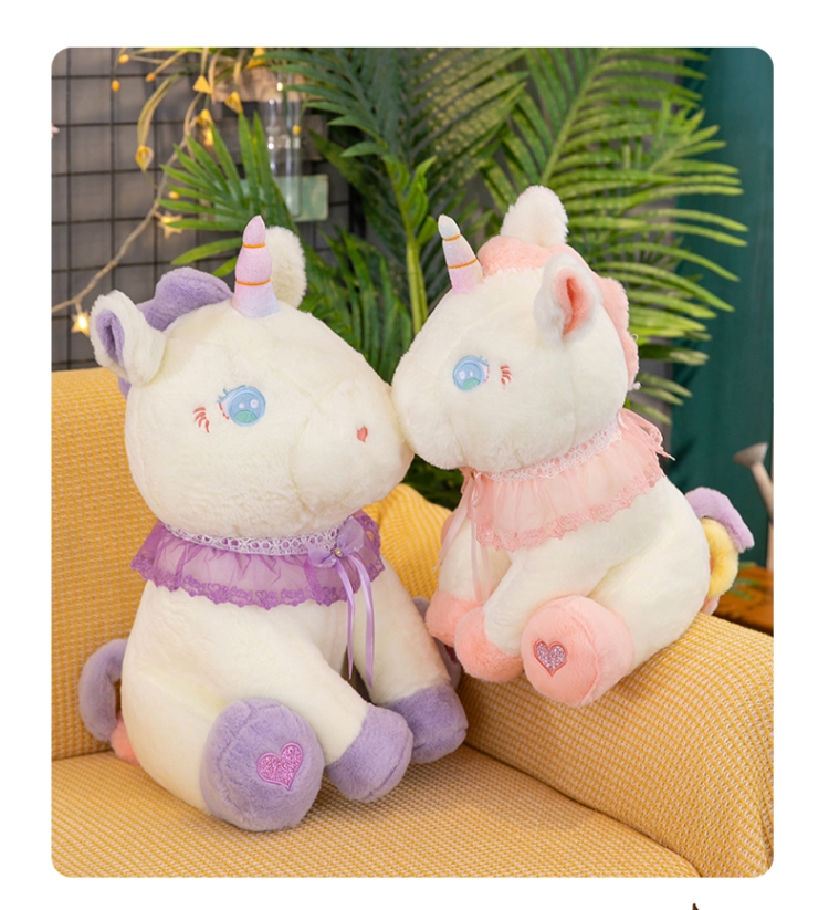 坐姿独角兽公仔玩具布娃娃玩偶萌可爱儿童玩偶生日礼物女孩粉红色30