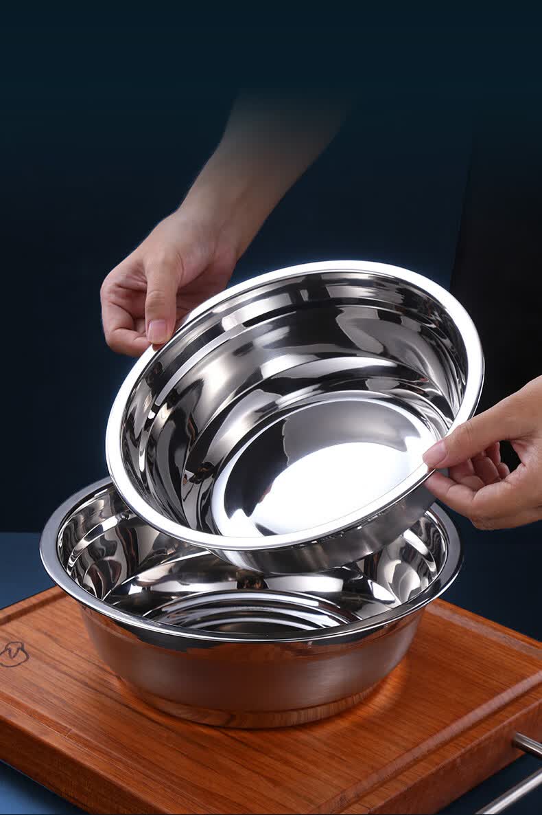 好厨夫圆形304不锈钢盆加厚不锈钢汤盆小盆汤碗食堂不锈钢碗汤碗不锈