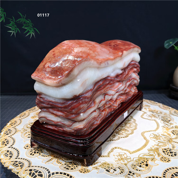 天然原石观赏石红烧肉腊肉五花肉玉石收藏装饰摆件 1680-1【图片 价格