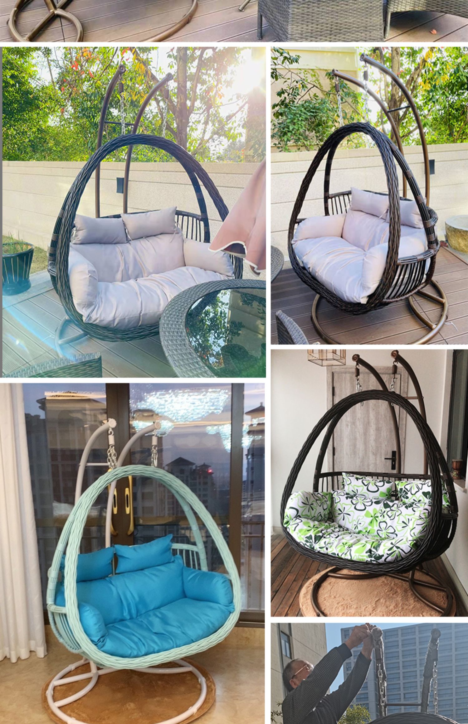 网红鸟巢吊篮藤椅摇篮椅吊椅家用阳台懒人吊床吊兰椅室内秋千摇椅咖啡