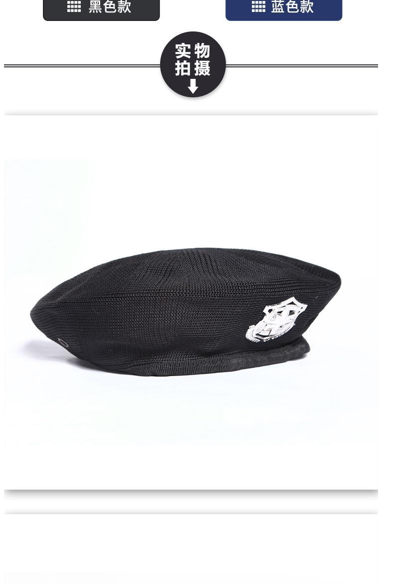 bitced新品有色眼镜黑色保安帽子贝雷帽透气工作帽网眼男女保安贝雷帽