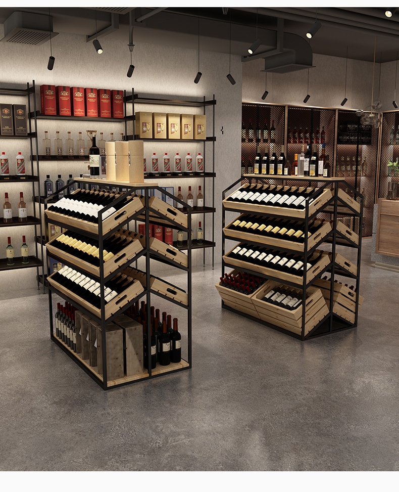 酒柜中岛工业风酒柜商用工业风酒柜酒庄超市中岛柜葡萄酒红酒白酒展示