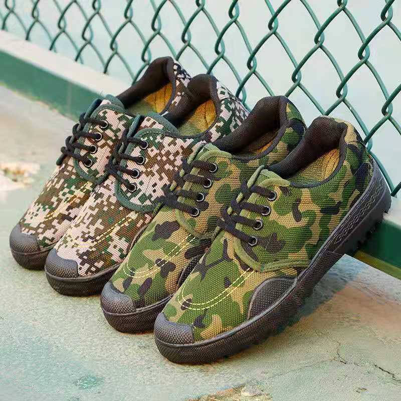 男工地耐磨防滑透气迷彩帆布作训劳保保安工作爸爸开车鞋3518林地35