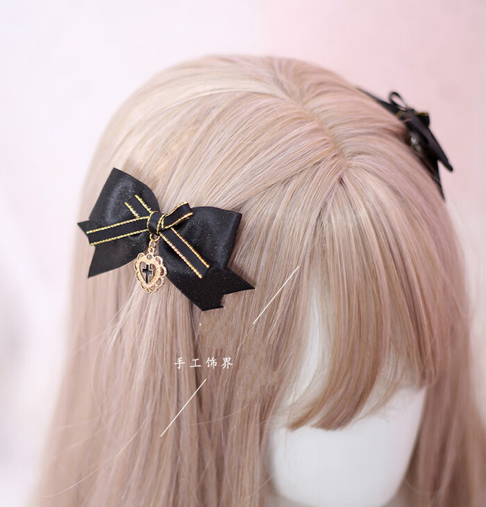 手作手工黑色哥特lolita洛丽塔风头饰发饰日系胸针发夹颈链饰 7号