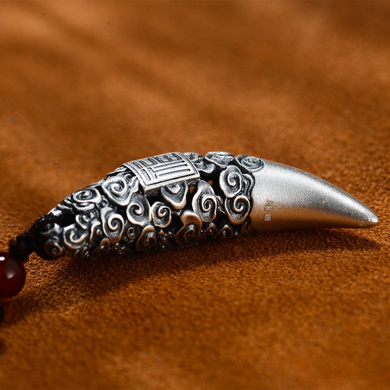 泰光银楼银吊坠999足银狼牙吊坠情侣祥云银饰福字男女同款银重约10克