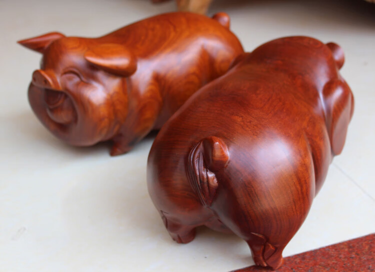 红木实木小猪十二生肖猪缅甸花梨木工艺品生日摆件木雕猪工艺品单只50