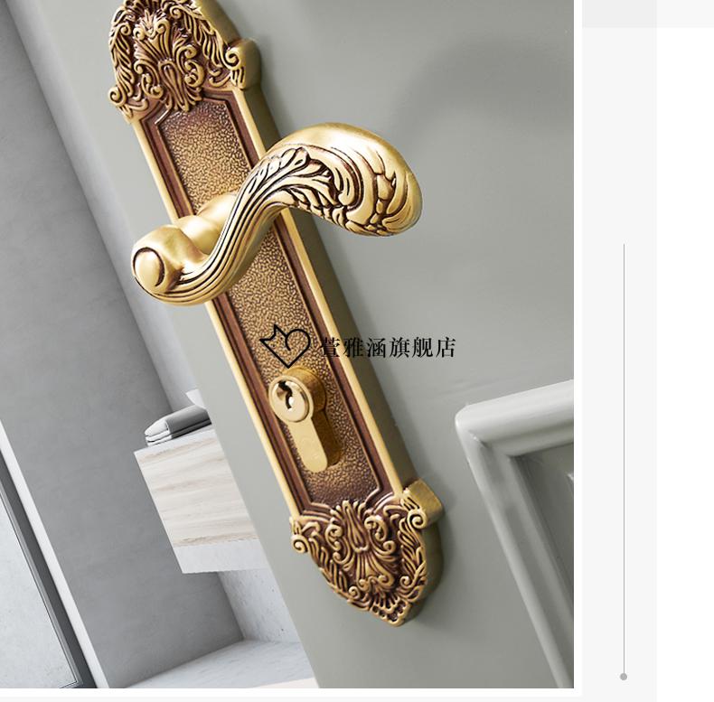 新款升级顾家老铜匠复古门锁全铜美式欧式房门锁老式新中式别墅室内