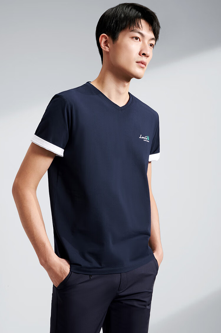 海澜之家短袖圆v领普棉t恤hntbj2q003a