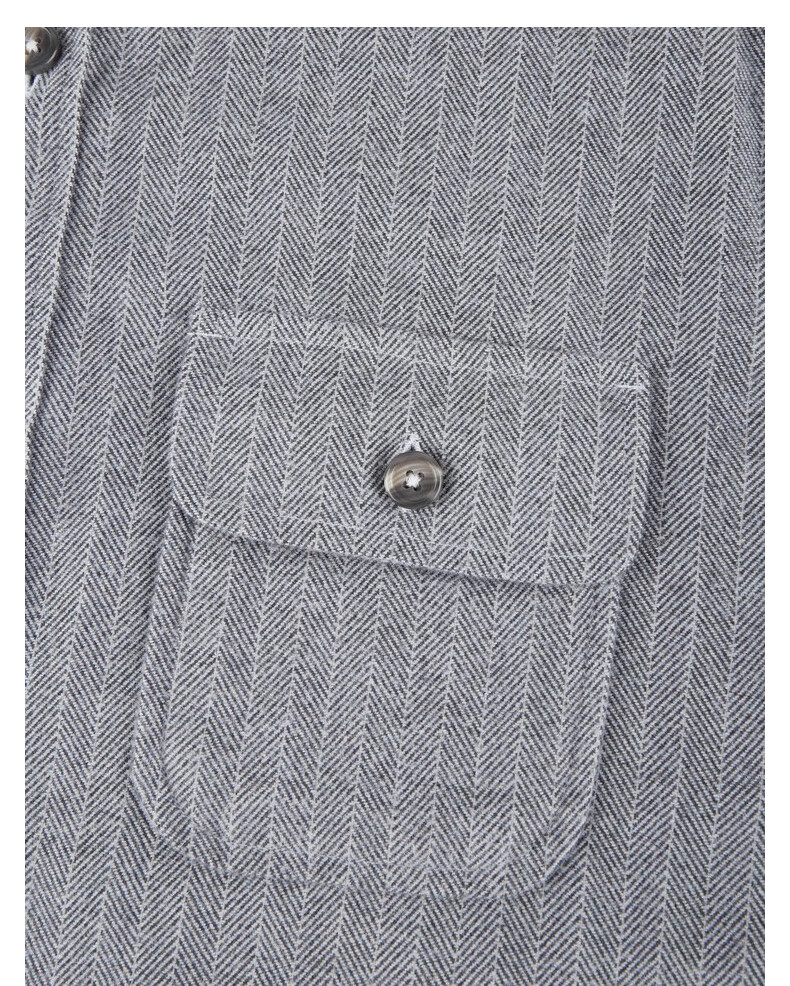 brooksbrothers布克兄弟男士冬新美式休闲复古灰色法兰绒衬衫0007灰色