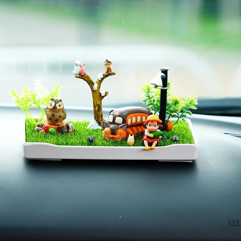 创意汽车车内装饰品车载绿植盆景摆件潮可爱个性车载情侣场景摆台白色