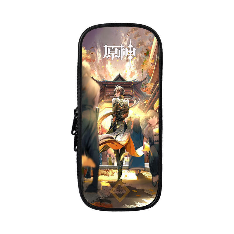 原神大容量笔袋胡桃钟离男初中生小学生文具盒铅笔盒多功能铅笔袋c01