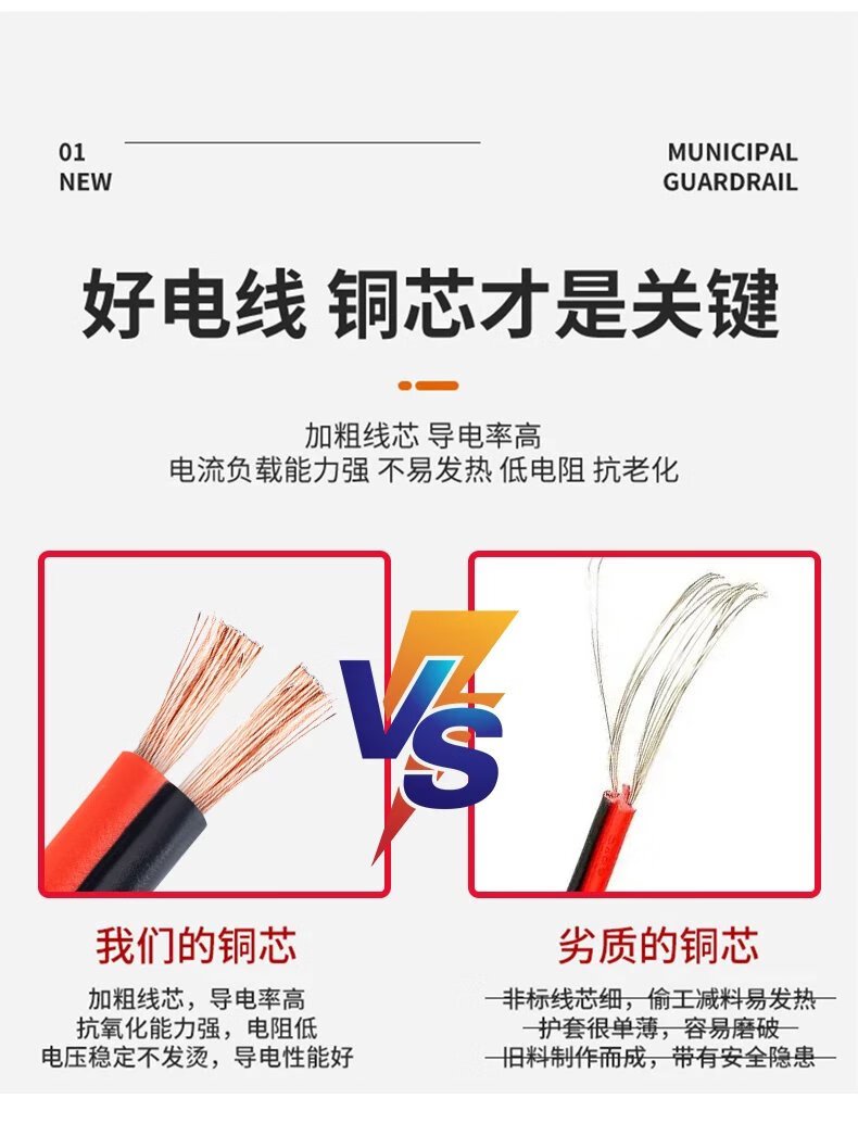 11，rvb紅黑雙竝線純銅電線軟線平行線2芯監控線led燈帶0.5方電源線細 ZR-RVB 紅黑雙竝線  兩芯 【10米 1.5平方毫米