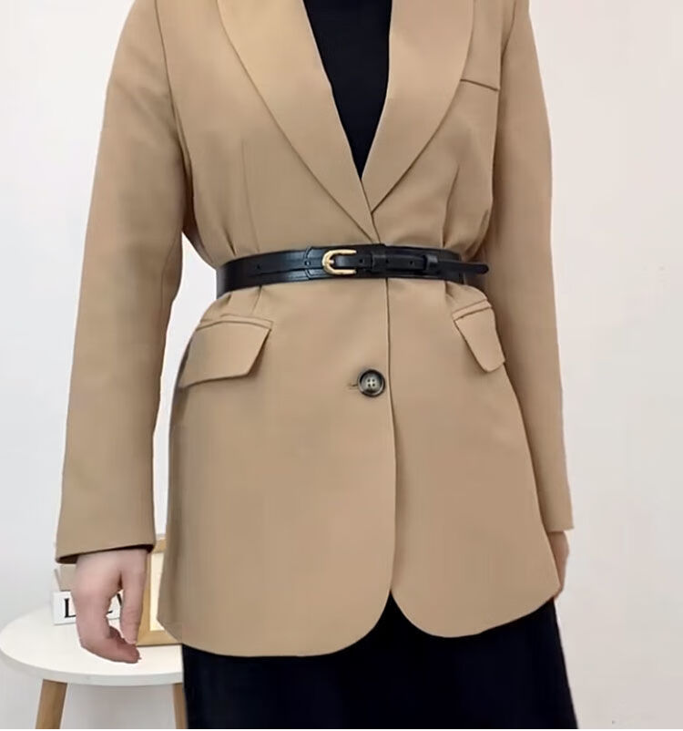 西装细腰带女士真皮时尚百搭装饰皮带腰封外搭大衣配连衣裙子收腰哈尼