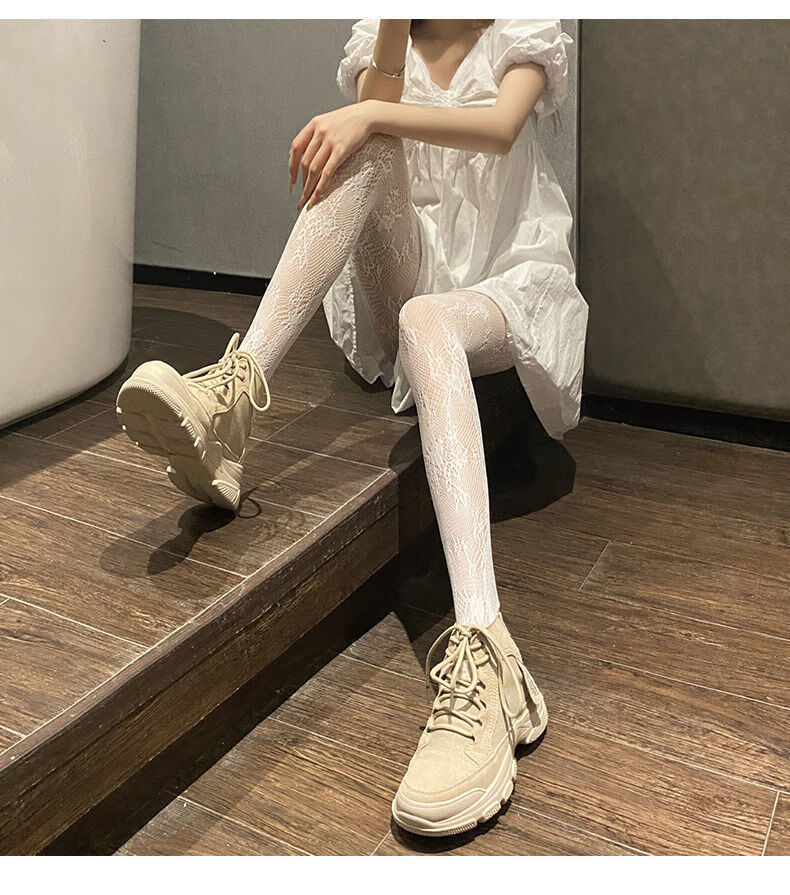 tphc 白色lolita蕾丝丝袜白丝袜暗黑少女网红女学生可爱黑丝渔网jk