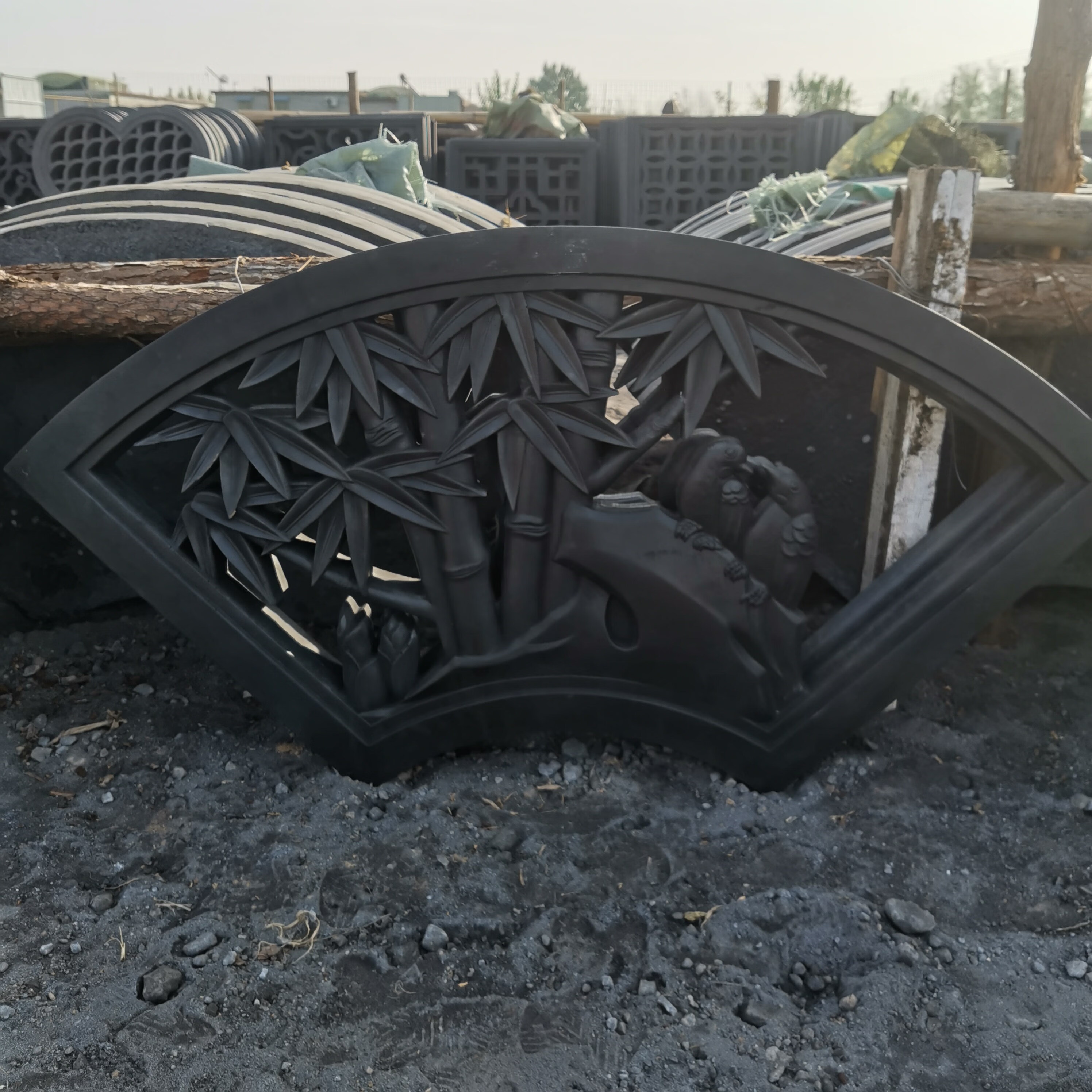 水泥窗花模具扇形砖雕水泥镂空窗花砖雕仿古花窗砖雕庭院水泥围墙花格