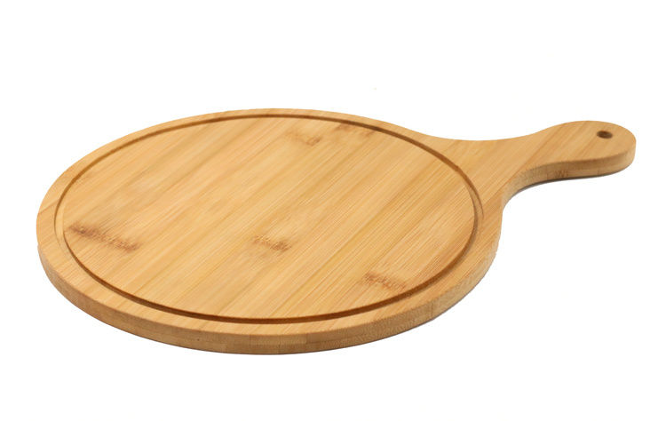 竹木披萨板木托盘西餐切面包牛排蛋糕实木披萨盘寿司木质圆形底托小号