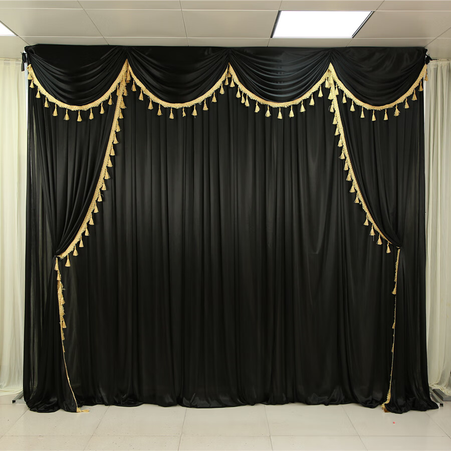 灵堂布置用品 白事灵堂背景布丧事幕布黑白葬礼灵棚布幔装饰殡礼孝堂