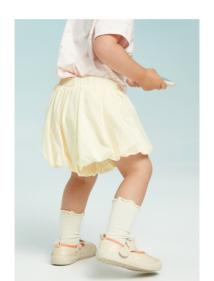 amila啊咪啦童装2022夏装新款女童宝宝花苞裤纯色简约百搭休闲短裤夏