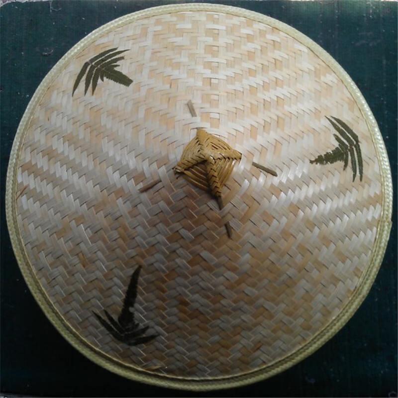 倘沭湾 竹编草帽大沿草帽农民斗笠旅游防雨帽三叶竹子帽子 竹黄 不要