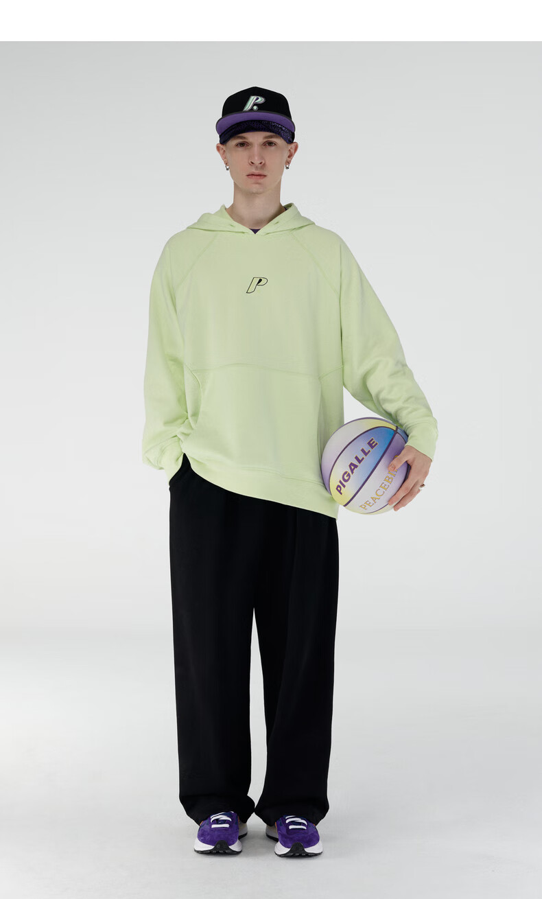 商场同款太平鸟男装pigalle联名卫衣时尚潮流上衣bybfb4z03荧光绿m