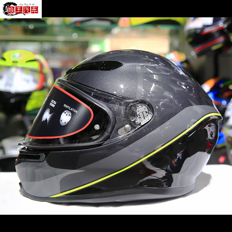 意大利现货k6摩托车头盔碳纤维轻便全盔四级跑盔春夏季赛道盔黑黄色xl