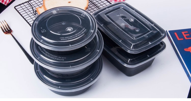 钢盾美式长方形一次性餐盒打包盒圆形外卖快餐凸盖饭盒汤碗透明圆形单