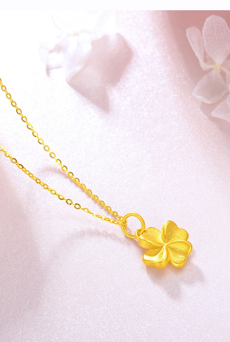 女士款999足金吊坠女3d硬金锁骨链送女友老婆媳妇三金首饰生日礼物