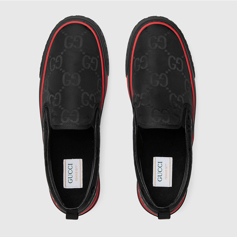 gucci古驰新款男士休闲鞋古奇gg标志套穿式运动鞋尼龙一脚蹬懒人鞋可