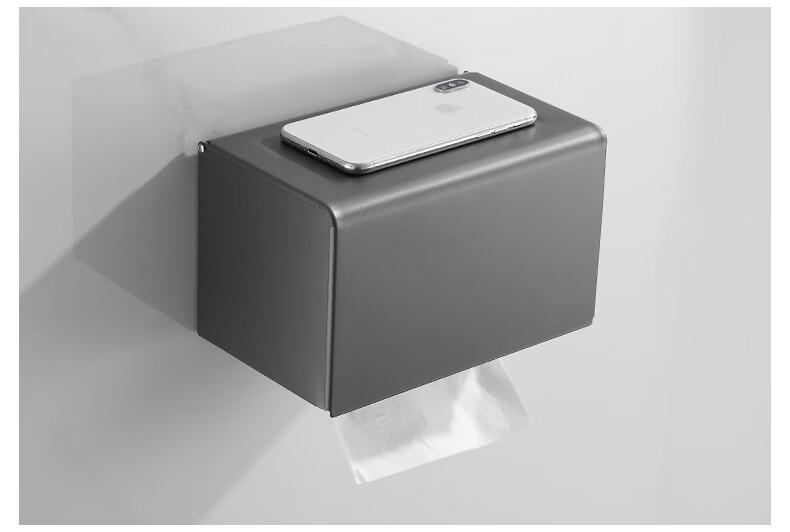 枪灰色手机架厕所卷纸巾架浴室厕纸架太空铝卫生间纸巾盒免打孔灰色