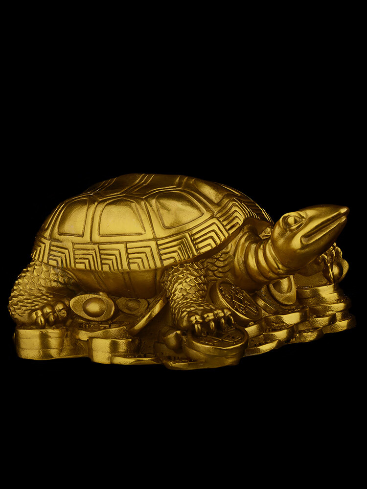 纯铜实心乌龟摆件 特小号铜龟家居装饰聚财铜金龟摆设礼品 金钱龟 长