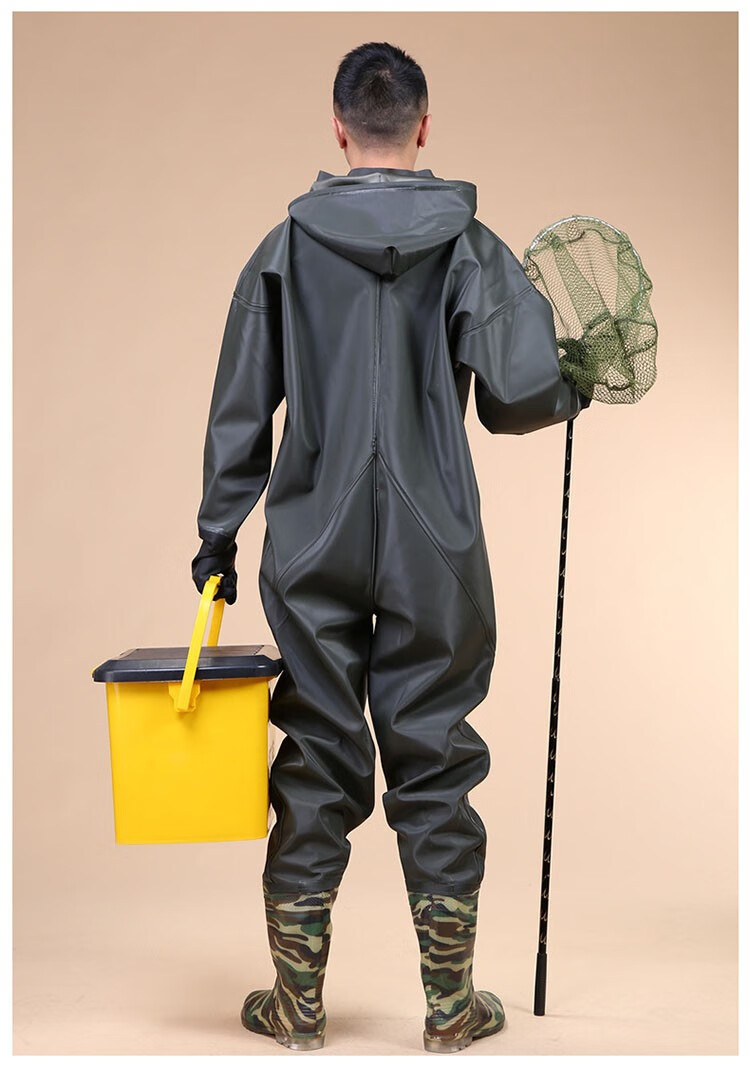 连体水靴裤户外涉水裤针织布全身下水裤雨天雨衣手套型38码