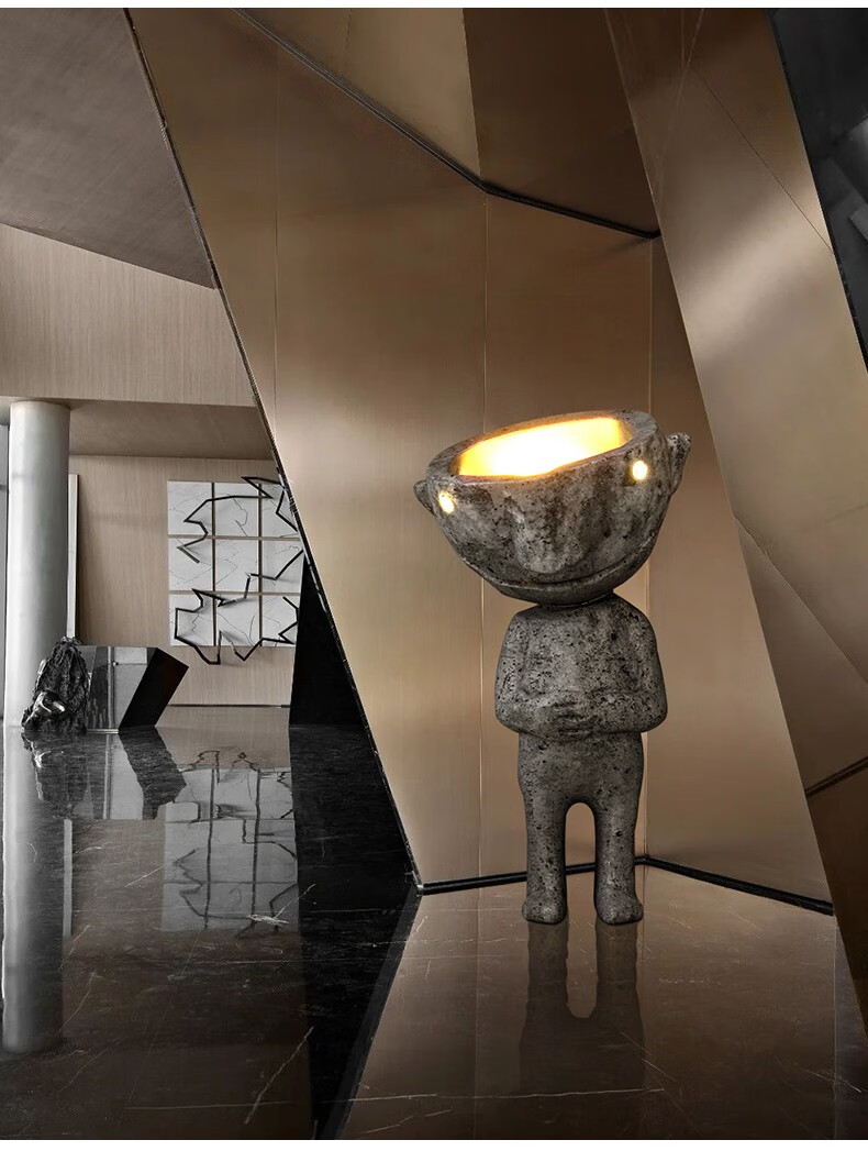 后现代艺术展厅别墅酒店大堂会所雕塑网红抽象人物造型装饰落地灯设计